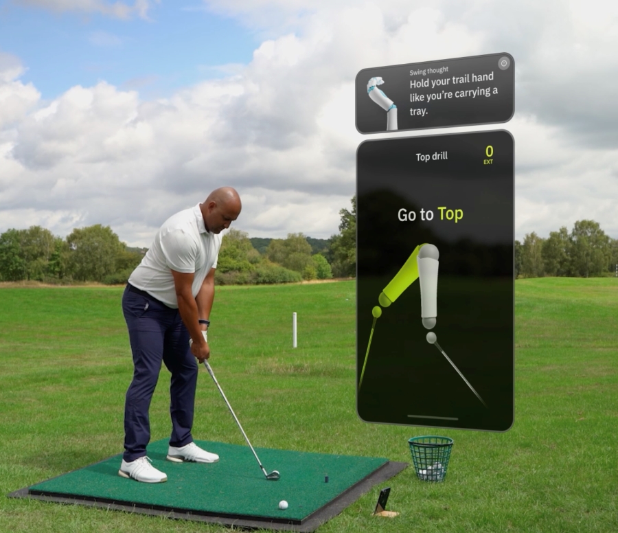 golfer in driving range training with HackMotion